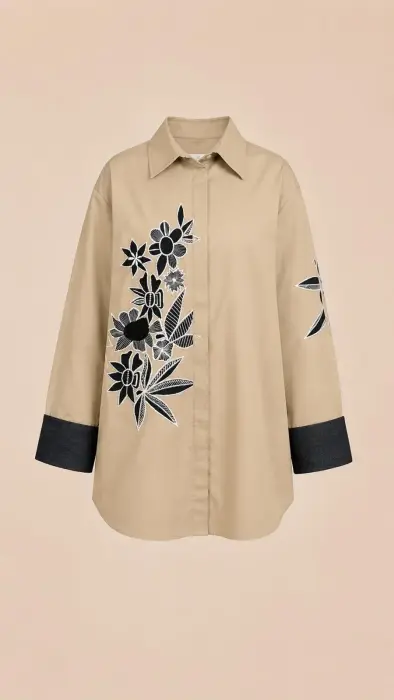  Beige Floral Shirt image 0