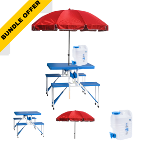 Bundle Promo: 1 SuitcasePortable Table with outdoor beach umbrella + Naturehike Water Container 12L-احمر image 0