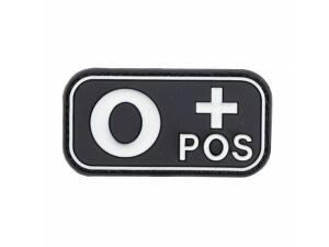 3D PVC BLOOD TYPE PATCH-O+ POS COLOR BLACK image 0