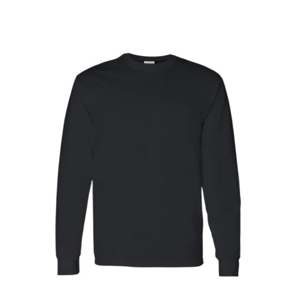 تيشيرت كم طويل قطن %100-أسود-XL image 1