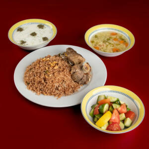 لحم مع أرز القوزي (أزر بهارات شامية) image 0