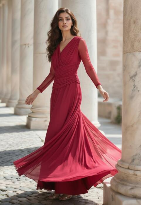 فستان شيفون ماكسي بأكمام طويلة  image 7