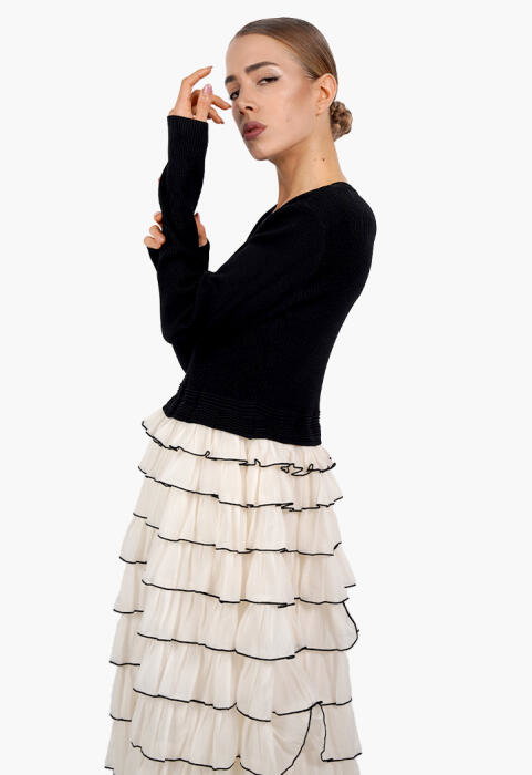 Elegant dress with layered design image 4