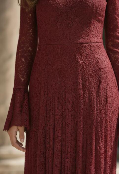 فستان دانتيل ماكسي بأكمام طويلة image 13