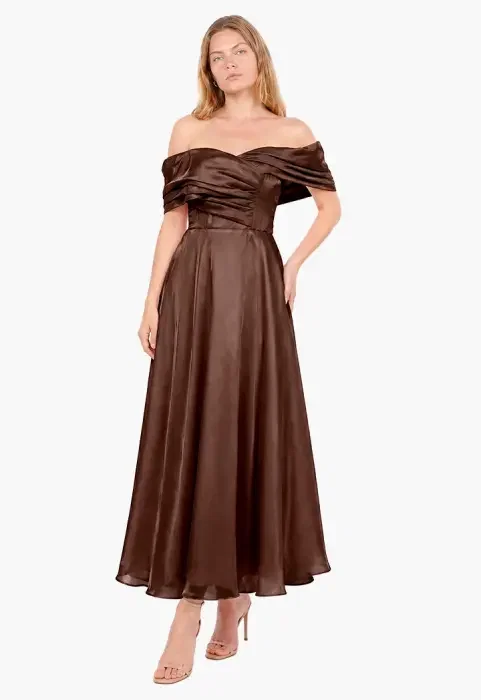 Draped Off-Shoulder Midi Dress image 0