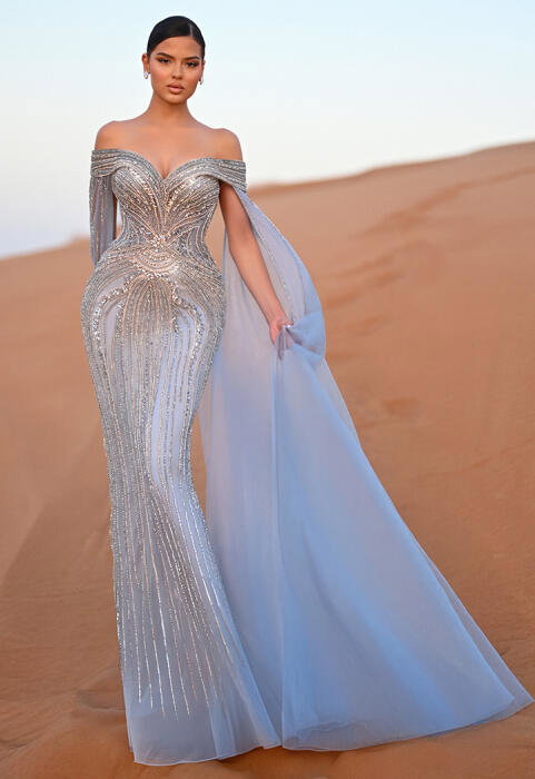 فستان سهرة حورية بأكمام كاب image 1