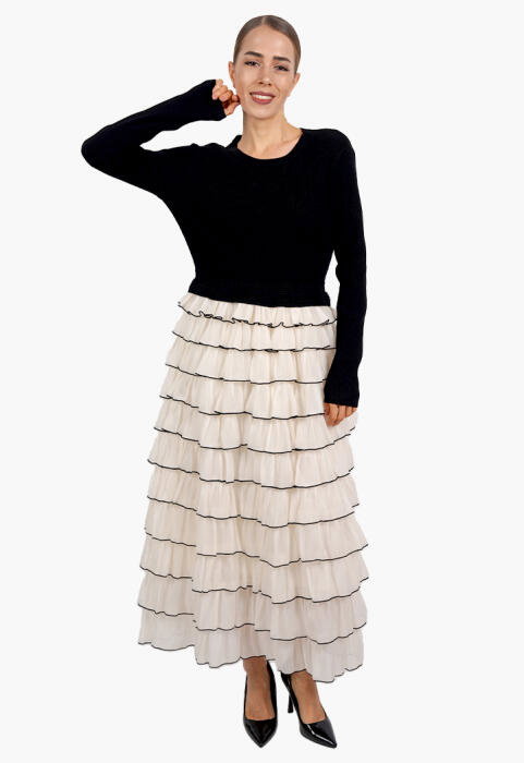 Elegant dress with layered design image 1