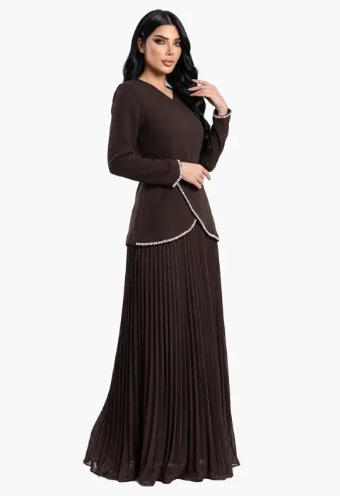 فستان سهرة بليسيه بأكمام طويلة image 2