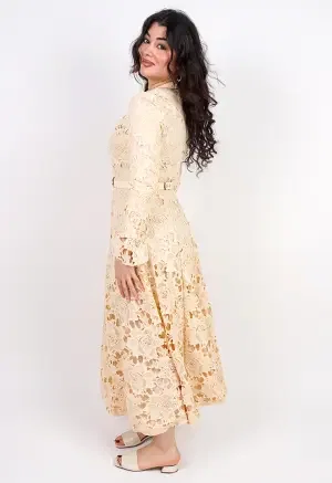 فستان دانتيل ماكسي بأكمام طويلة image 3