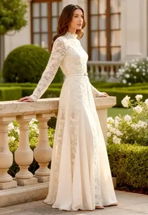 فستان سهرة دانتيل فاخر بأكمام طويلة image 8