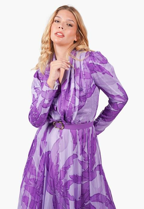 Belted Leaf Print Maxi Dress image 6