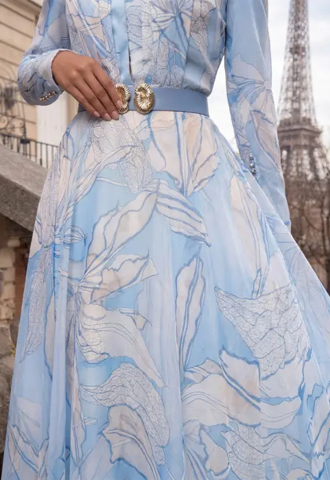 Leaf Print Chiffon Maxi Dress image 2