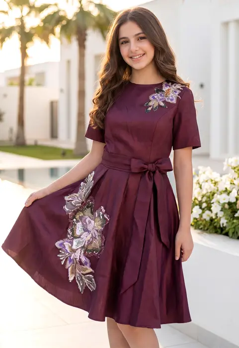 بدلة بناتية قصيرة بنقشات زهرية image 1