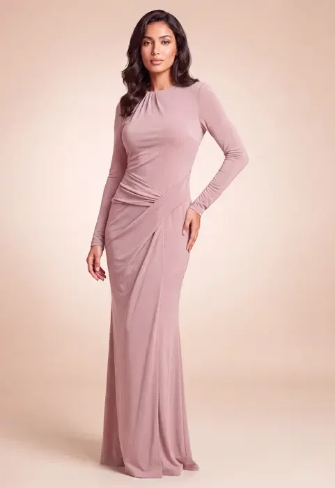 فستان سهرة طويل بقصة درابيه أنيقة image 2