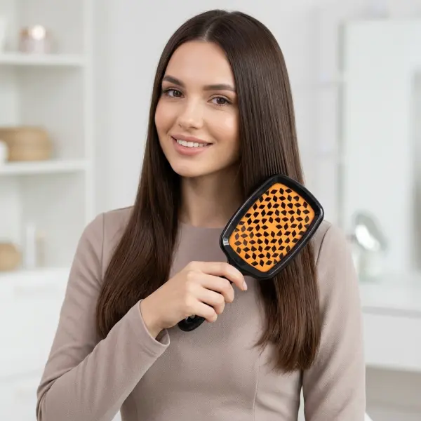 Hollow Mesh Comb  (Black & Orange) image 1