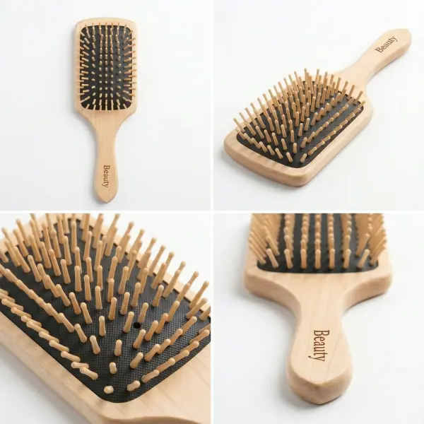 Wooden Hairbrush with Flexible Black Cushion image 1