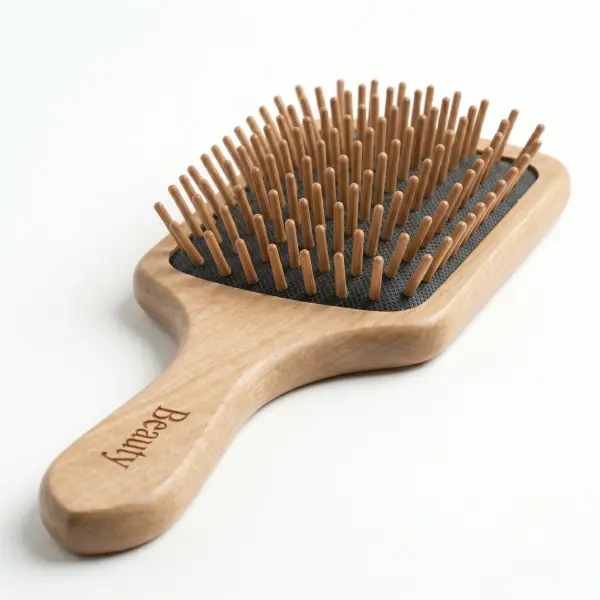 Wooden Hairbrush with Flexible Black Cushion image 2