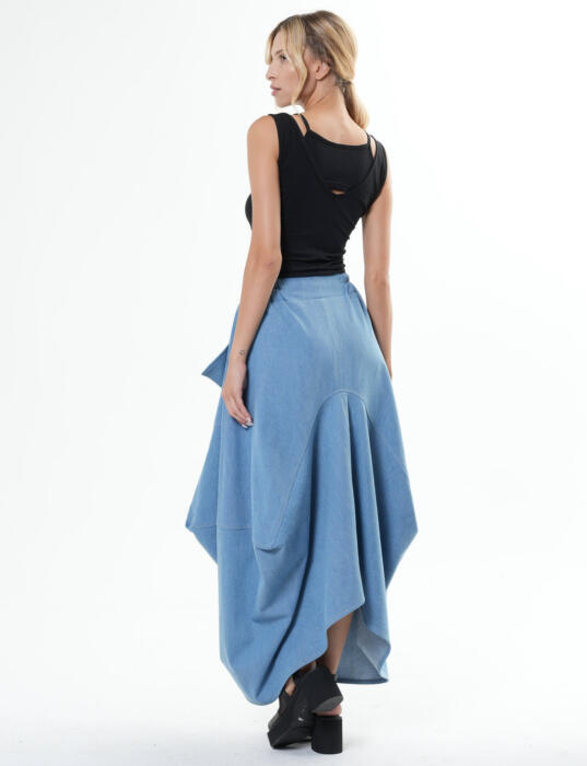 Asymmetrical Light Denim Maxi Skirt – Effortless Everyday Summer Elegance image 2