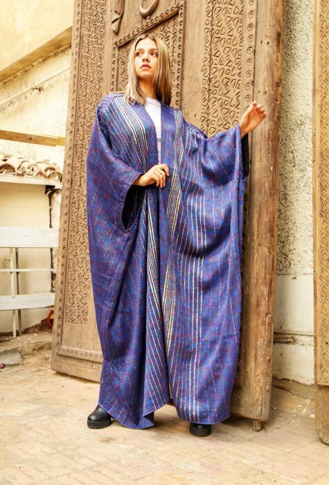 Luxury Handwoven Wool Bisht – Artistic Multicolor Winter Masterpiece image 0