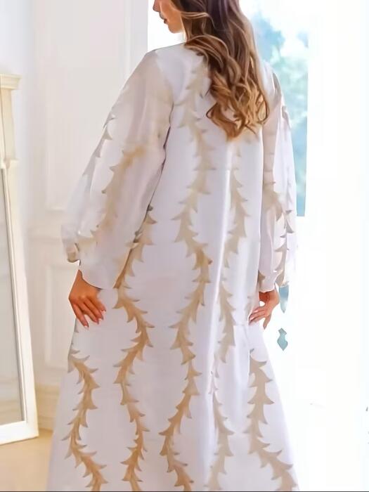 عباية شبكية جديدة مطرزة بكثافة - فستان عرقي شرق أوسطي image 3