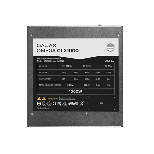  GALAX OMEGA GLX1000 Full-Modular Power Supply, 1000W Power, 80 PLUS Gold Efficiency,  image 3