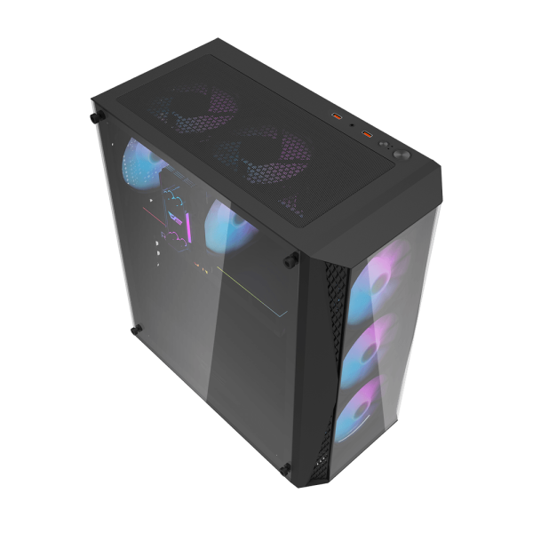 DarkFlash DK352 Plus ATX Mid Tower Front Panel Tempered Glass Side Panel Case With 4 ARGB Fans - DARK image 7