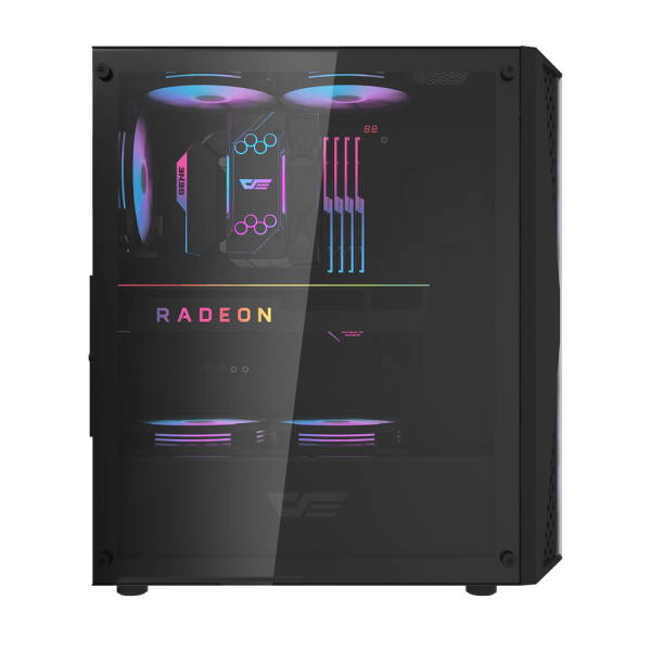 DarkFlash DK352 Plus ATX Mid Tower Front Panel Tempered Glass Side Panel Case With 4 ARGB Fans - DARK image 1