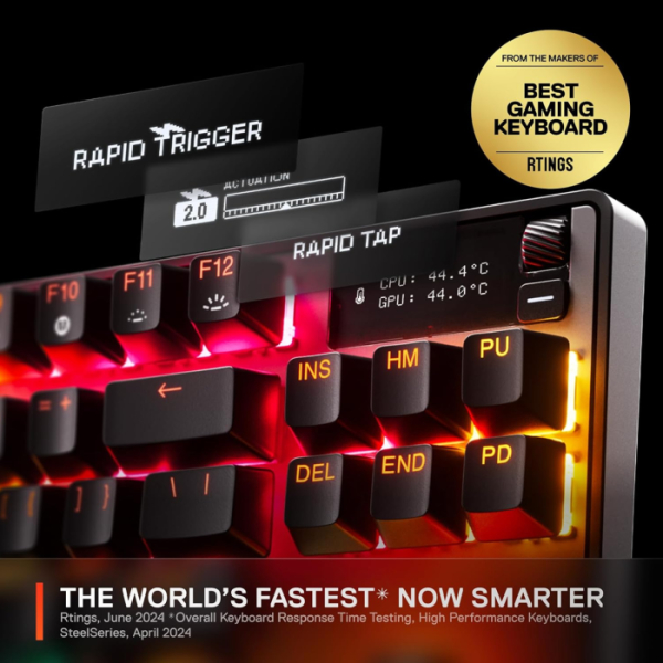 SteelSeries Apex Pro Esports TKL Gen 3 Mechanical Wired Gaming Keyboard, Omnipoint 3.0 Smarter GG QuickSet, Dynamic Per-Key RGB Illumination, OLED Smart Display, Magnetic Wrist Rest, For PC/PS5 & Xbox image 5