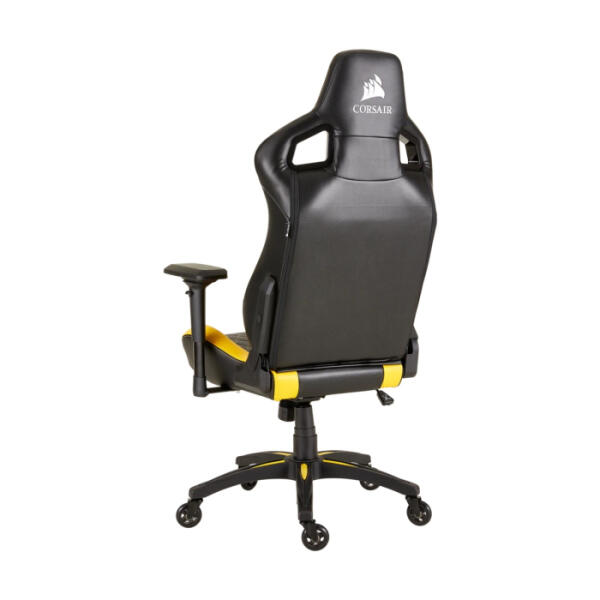 Corsair T1 Race Gaming Chair with PU Leather, 4D Adjustable Armrest, PU Caster Wheels - Black/Yellow image 4