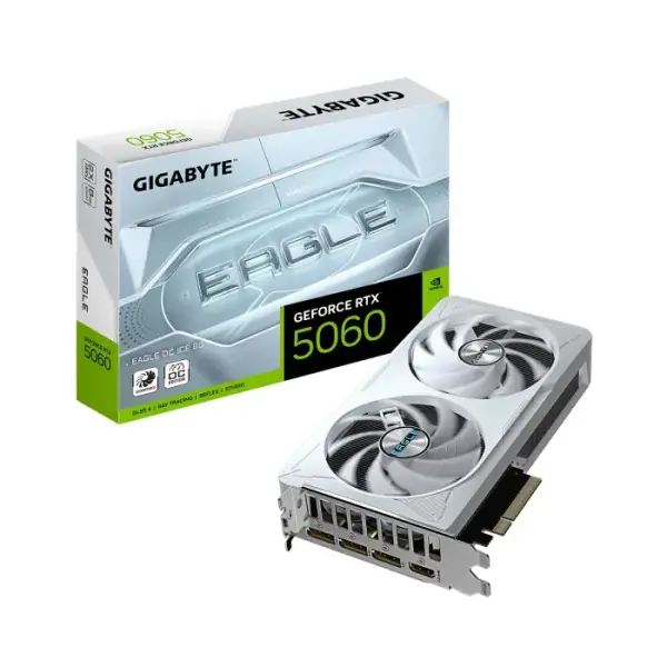 GigaByte GeForce RTX 5060 EAGLE OC ICE 8GB GDDR7 Graphics Card - White image 1