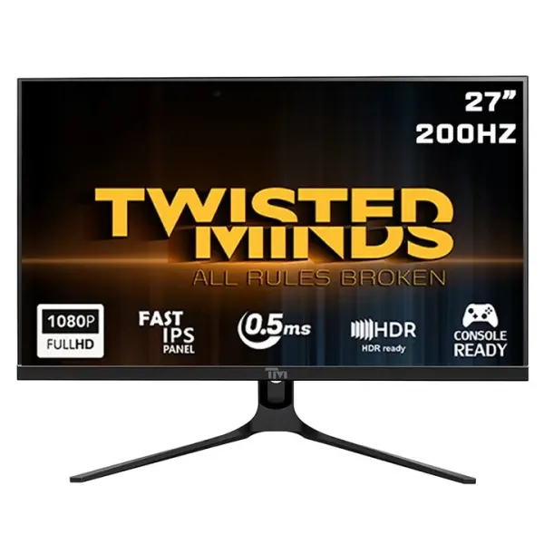 Twisted Minds TM27FHD200IPS Supreme Series 27” FHD, 200Hz, 0.5ms, HDMI 2.1, Fast IPS Gaming Monitor - Black image 0