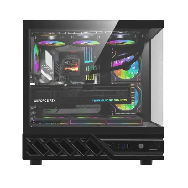 Darkflash DS950V ATX PC Case with 6 ARGB fans- Black image 1