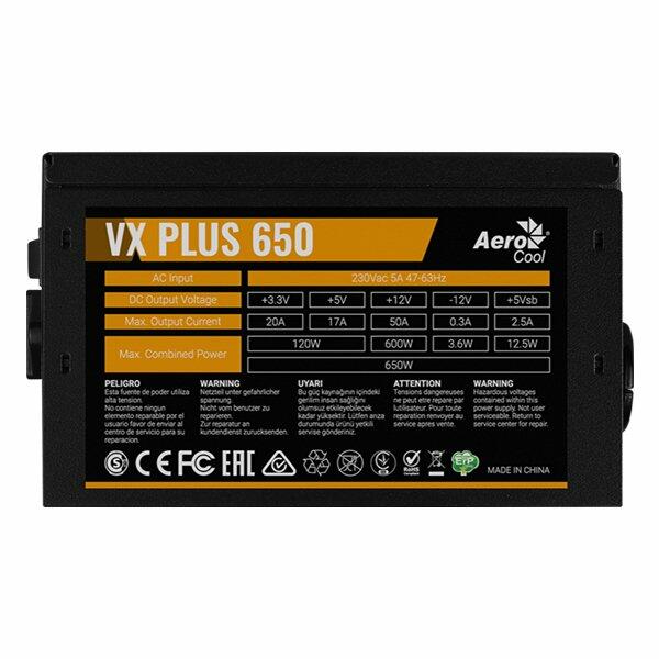 AEROCOOL VX PLUS 650W Non-Modular Power Supply Unit - Black image 2