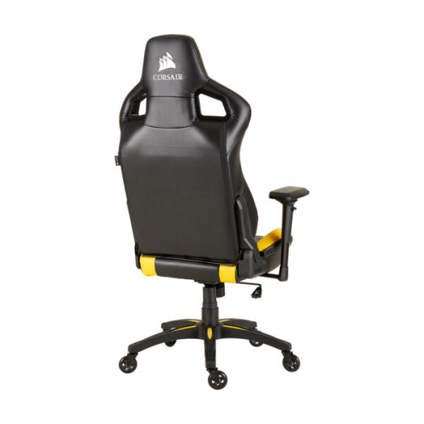Corsair T1 Race Gaming Chair with PU Leather, 4D Adjustable Armrest, PU Caster Wheels - Black/Yellow image 3