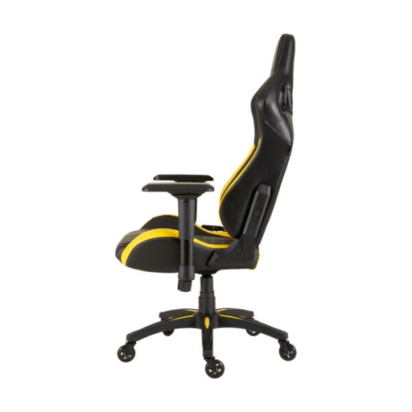 Corsair T1 Race Gaming Chair with PU Leather, 4D Adjustable Armrest, PU Caster Wheels - Black/Yellow image 5