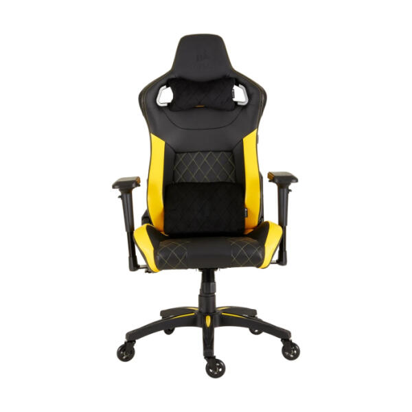 Corsair T1 Race Gaming Chair with PU Leather, 4D Adjustable Armrest, PU Caster Wheels - Black/Yellow image 0