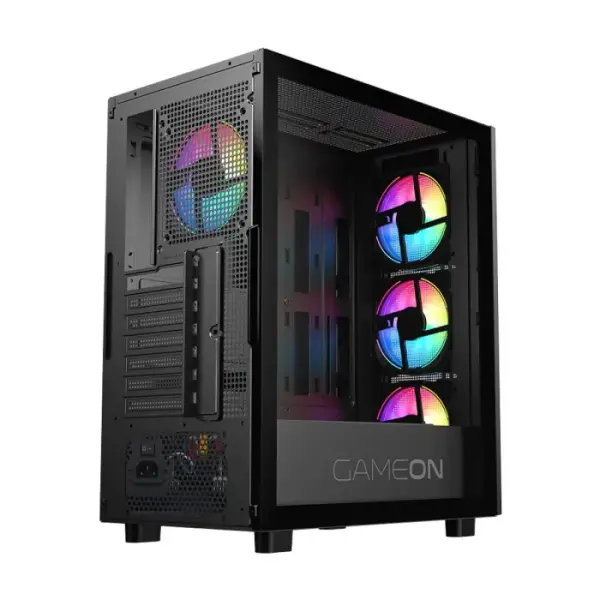 GameOn Trident IV-M PowerForge Series Mid Tower Gaming Case with 750W Power Supply Pre-Installed (4 ARGB Fans Included) - Black image 6