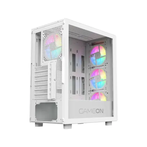 GameOn Trident IV-A PowerForge Series Mid Tower Gaming Case with 750W Power Supply Pre-Installed (4 ARGB Fans Included) - White image 7