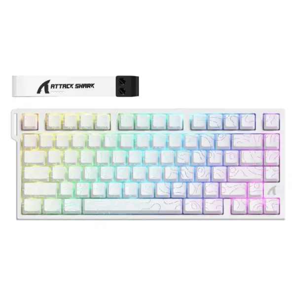 ATTACK SHARK R82 HE Wired 75% Gaming Keyboard with C01ULTRA LED Cable WHITE image 0
