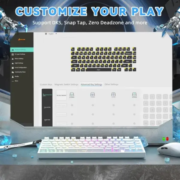 ATTACK SHARK R82 HE Wired 75% Gaming Keyboard with C01ULTRA LED Cable WHITE image 5
