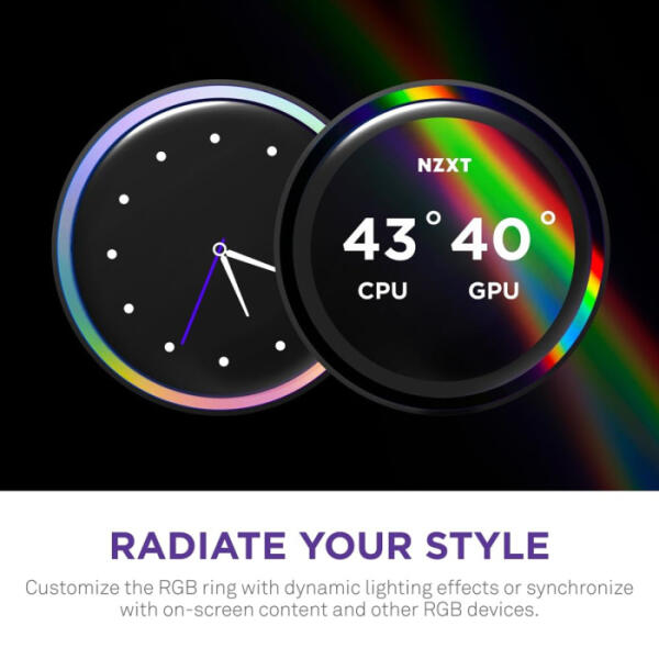 NZXT Kraken Elite 240 RGB - 240mm (2x120mm) AIO With 2.72 IPS LCD Liquid Cooler - Black image 5