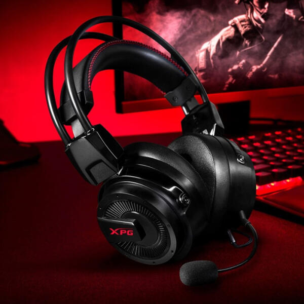 Xpg Precog Analog 3.5MM Ergonomic Cushions Rotatable Ear Cup Gaming Headset With Detachable Mic Hybrid Electrostatic Gaming Wired Black image 2