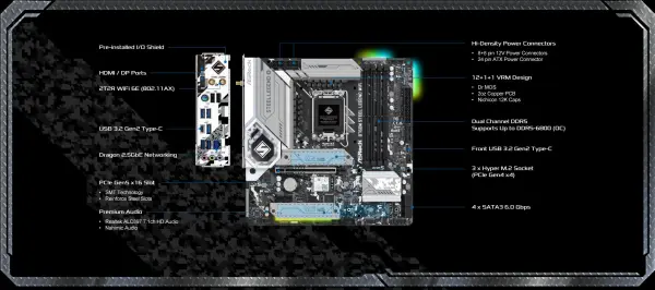 ASRock B760M Steel Legend WiFi Motherboard, LGA1700 Socket, Intel  Chipset, 4x DDR5 DIMM Slots,  Support, Wi-Fi 6E  image 5