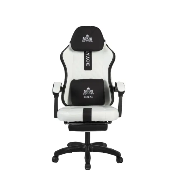 Royal Gaming Chair with Footrest – White/Black image 0