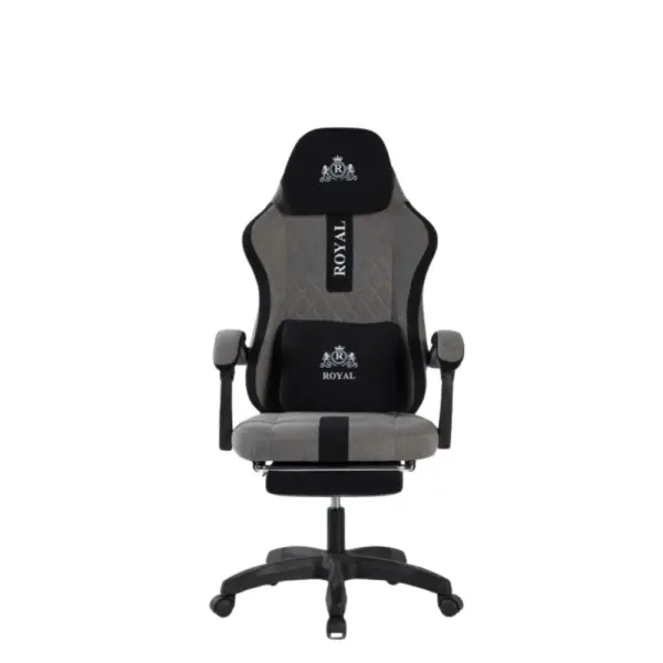 Royal Gaming Chair with Footrest – Gray/Black image 0