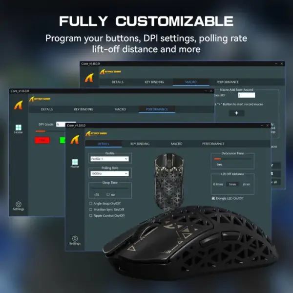 Attack Shark R5 Ultra Carbon Fiber Tri-Mode Wireless (BT/2.4G Wireless/Wired) 8K PAW3950MAX Gaming Mouse - Black image 4
