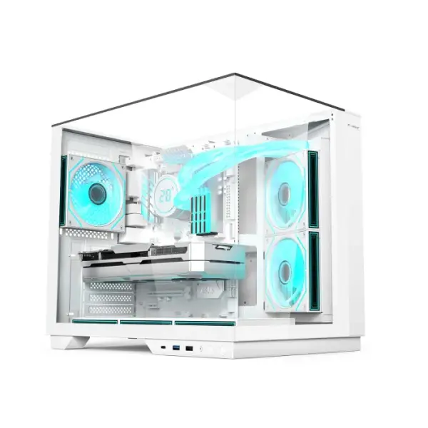Acer V330 ATX Mid Tower Three Panel Front Top & Left Side Tempered Glass Case With 6 ARGB Fans - White image 0