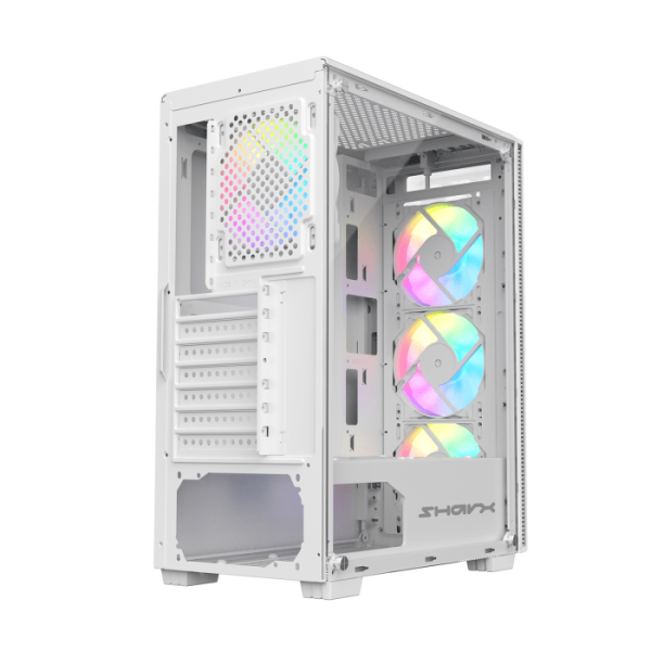  SHARX STRIKER ARGB - ATX PC Case With Front Mesh Panel, 4 x 120mm Pre-Installed Fans Model S-200,WHITE image 2