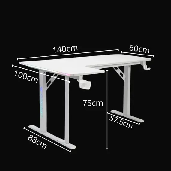 Cougar RGB L Gaming Desk (LEFT Side) 140 x 60 x 100 cm - Black image 3