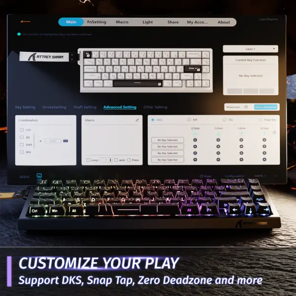 Attack Shark X68HE Wired Mechanical Gaming Keyboard - Rapid Trigger, Hall Effect Switches, RGB Lighting  BLACK image 4